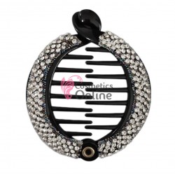 Accesoriu tip banana pentru prins parul din plastic PZS012AA - Negru cu cristale argintii